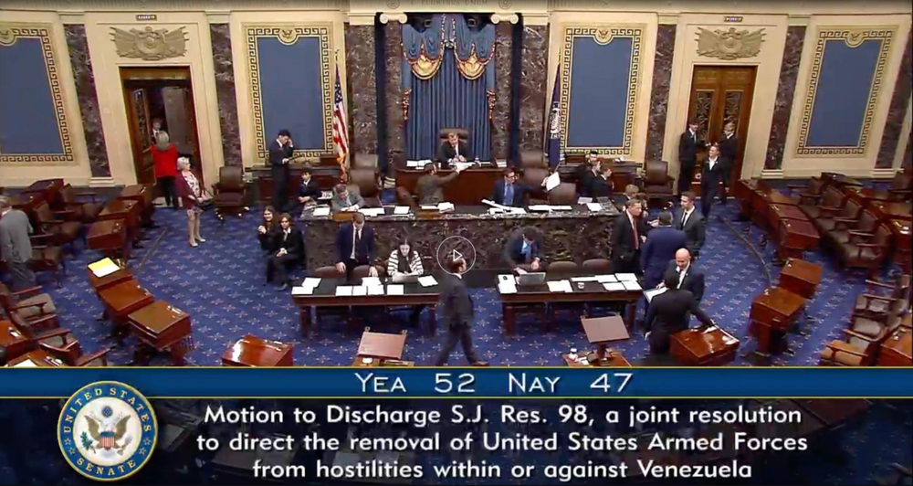 Il Senato americano vota per bloccare nuove azioni militari di Trump in Venezuela