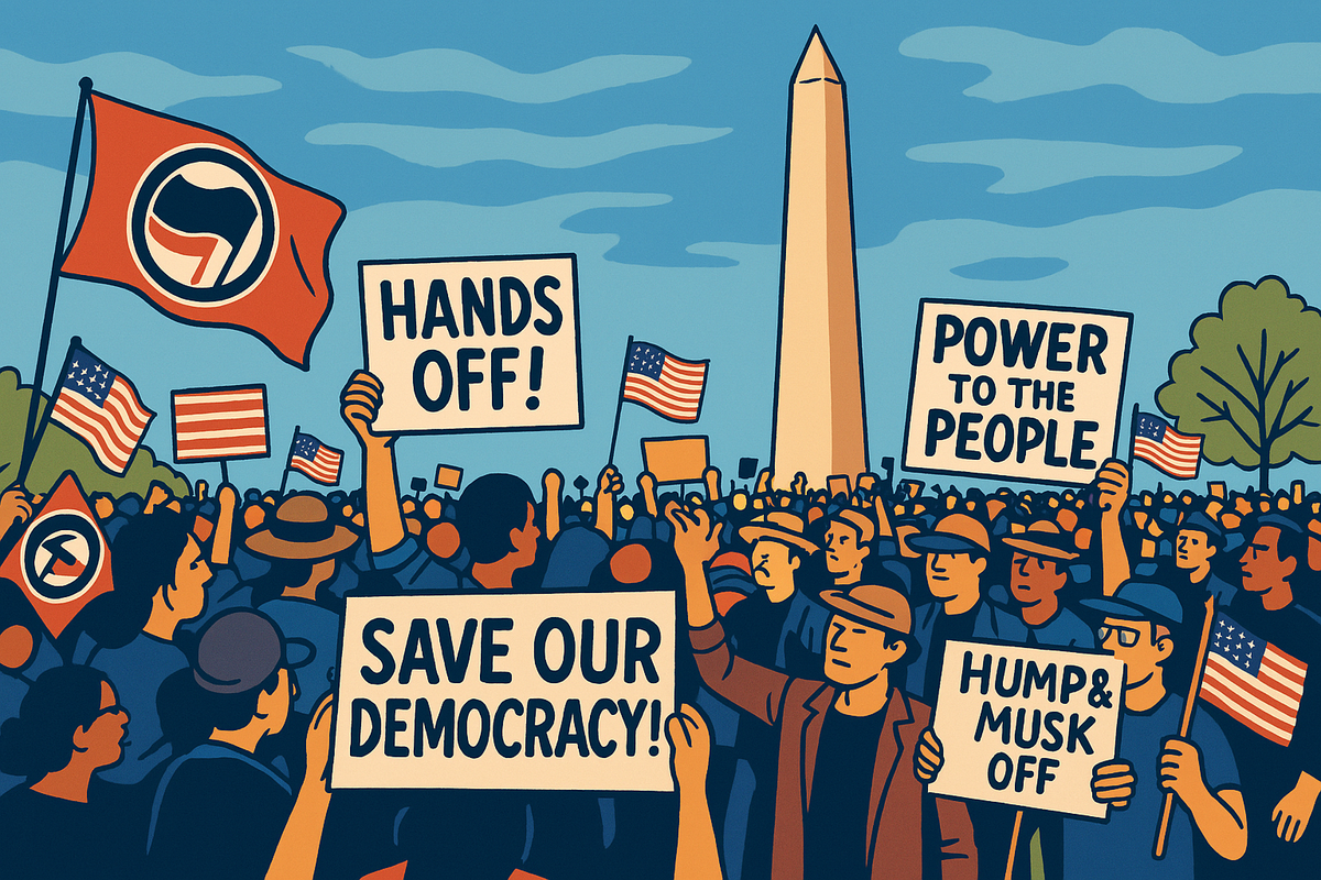 Proteste "Hands Off!" in corso contro Trump e Musk in tutti gli Stati Uniti