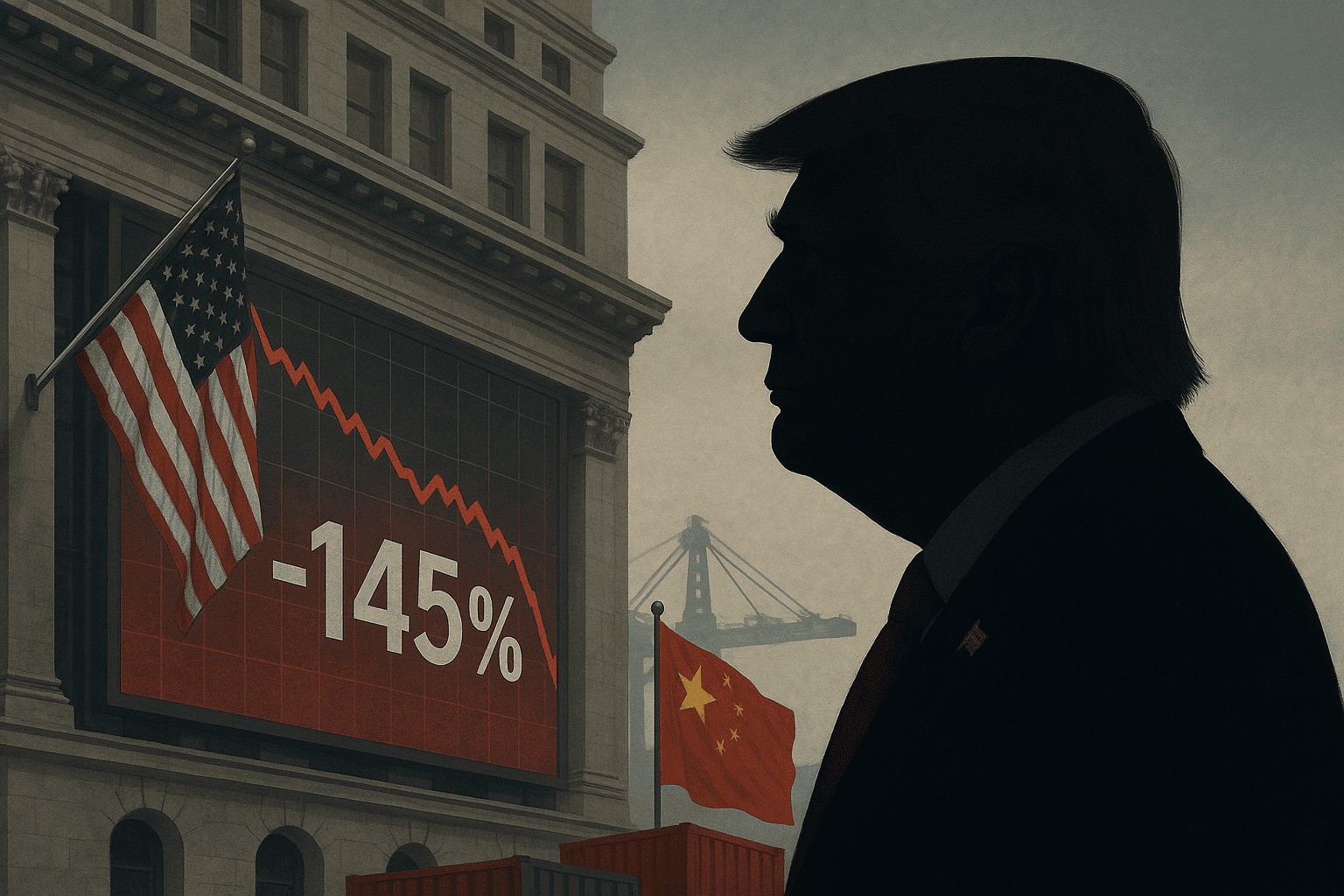 I dazi di Trump sulla Cina raggiungono in totale il 145%, mentre il mercato azionario crolla