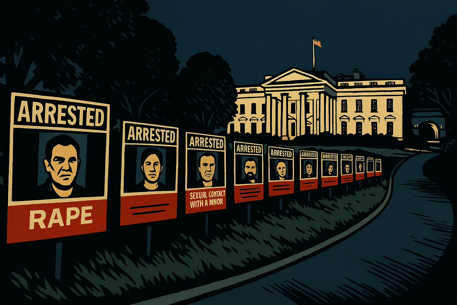 La Casa Bianca espone poster di immigrati irregolari arrestati in vista dei 100 giorni di Trump