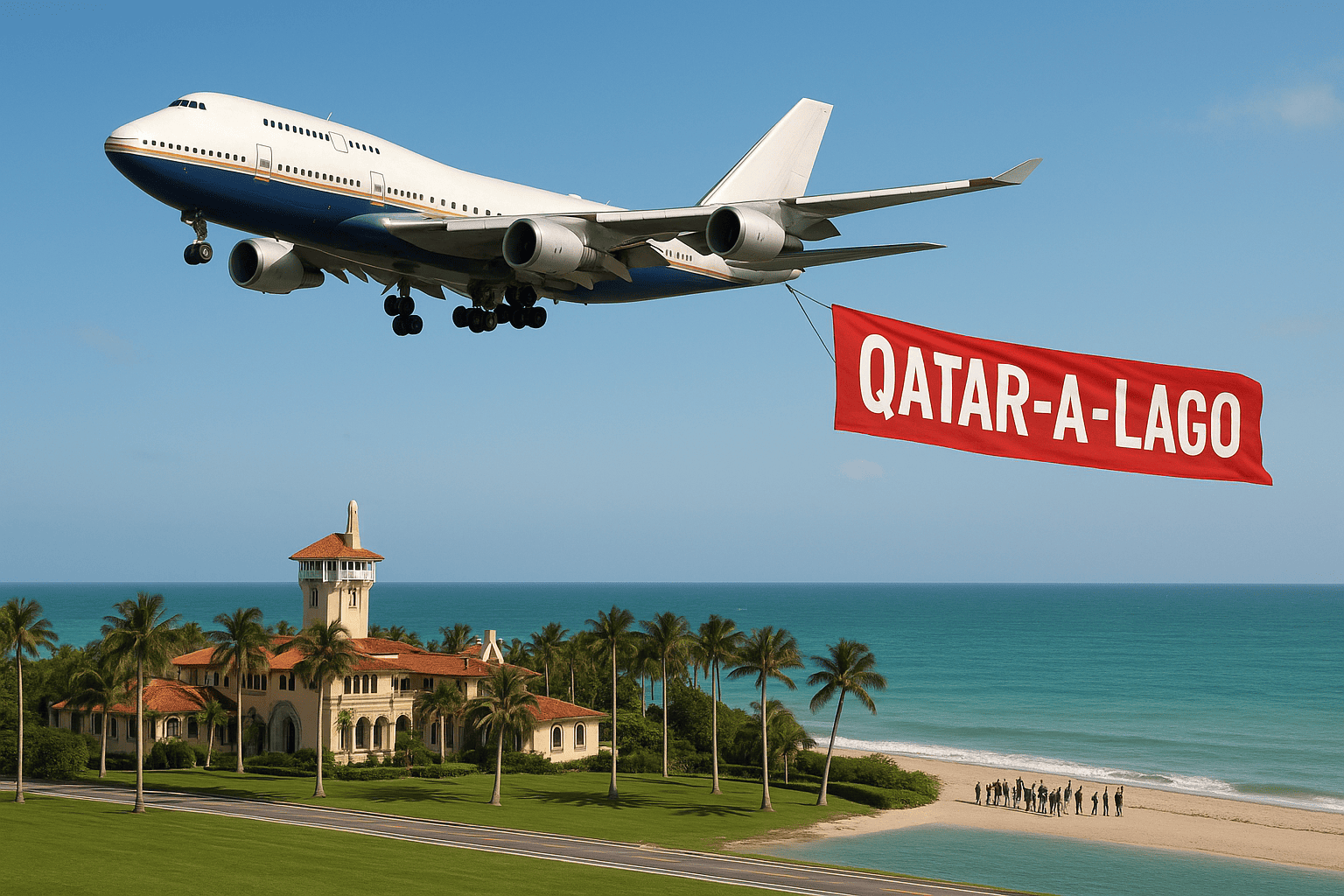 I democratici intendono far volare uno striscione con scritto "Qatar-a-Lago" vicino alla residenza di Trump