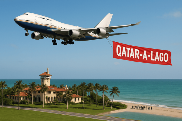 I democratici intendono far volare uno striscione con scritto "Qatar-a-Lago" vicino alla residenza di Trump