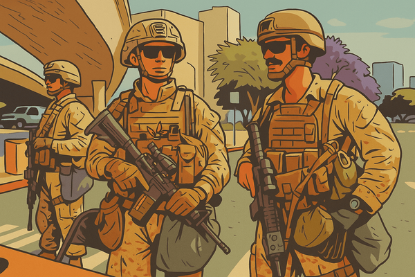I marines a Los Angeles schierati per proteggere un edificio federale