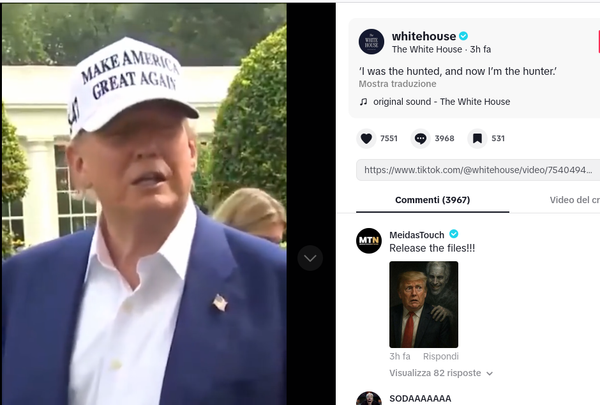 Trump apre un account TikTok ufficiale della Casa Bianca