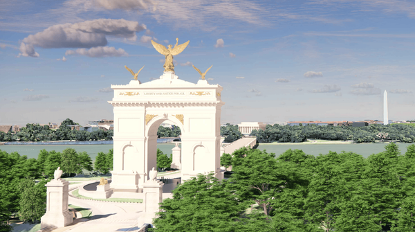 Trump svela il progetto dell'arco di trionfo a Washington: alto 76 metri, il più grande al mondo